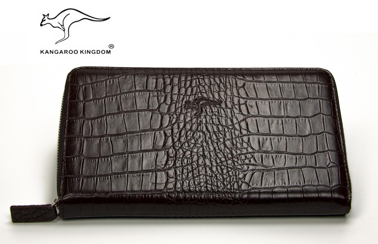 KANGAROO KINGDOM Hakiki Deri Koyu Kahverengi Erkek Portföy & Clutch El Çantası 9979-K