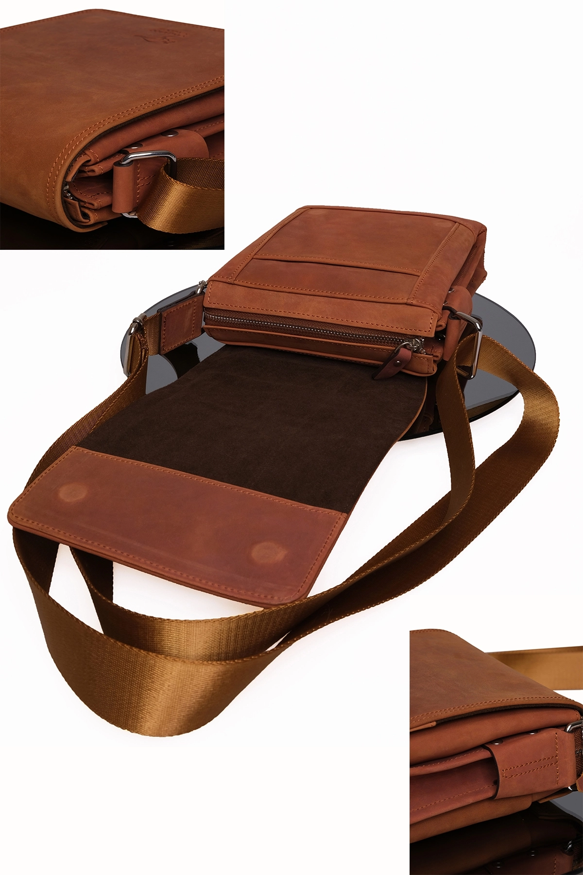 Hakiki Dana Derisi Crazy Horse Kiremit Postacı Çantası 5512-ZKI