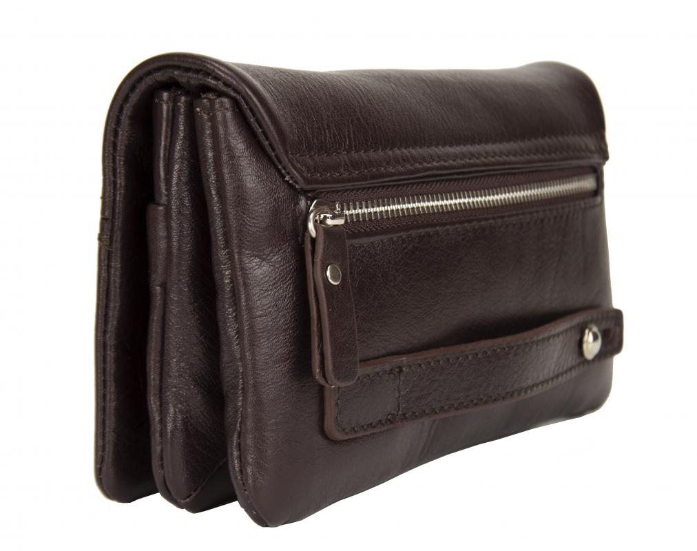 KANGAROO KINGDOM %100 Hakiki Dana Deri Koyu Kahverengi Erkek Portföy & Clutch El Çantası 7477-K
