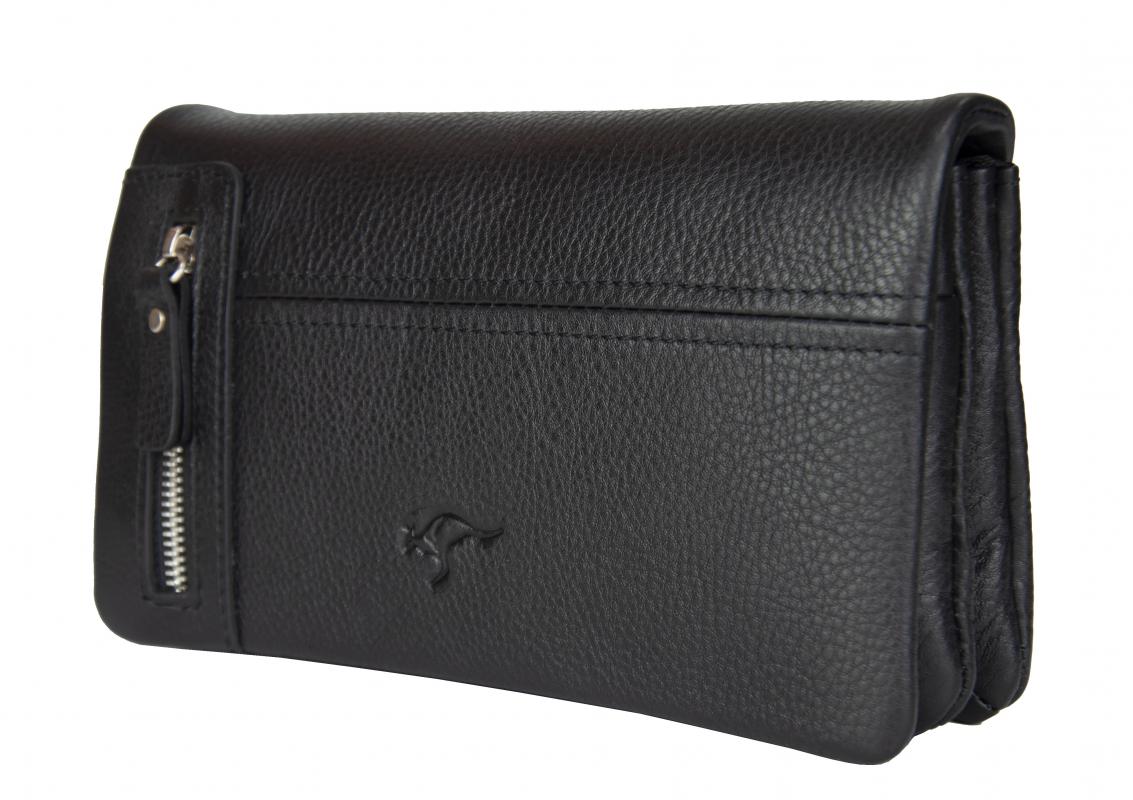 KANGAROO%20KINGDOM%20%100%20Hakiki%20Dana%20Deri%20Siyah%20Erkek%20Portföy%20&%20Clutch%20El%20Çantası%207477-S