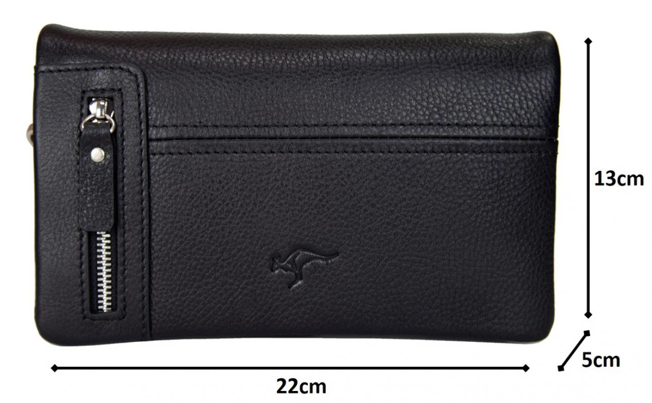 KANGAROO%20KINGDOM%20%100%20Hakiki%20Dana%20Deri%20Siyah%20Erkek%20Portföy%20&%20Clutch%20El%20Çantası%207477-S