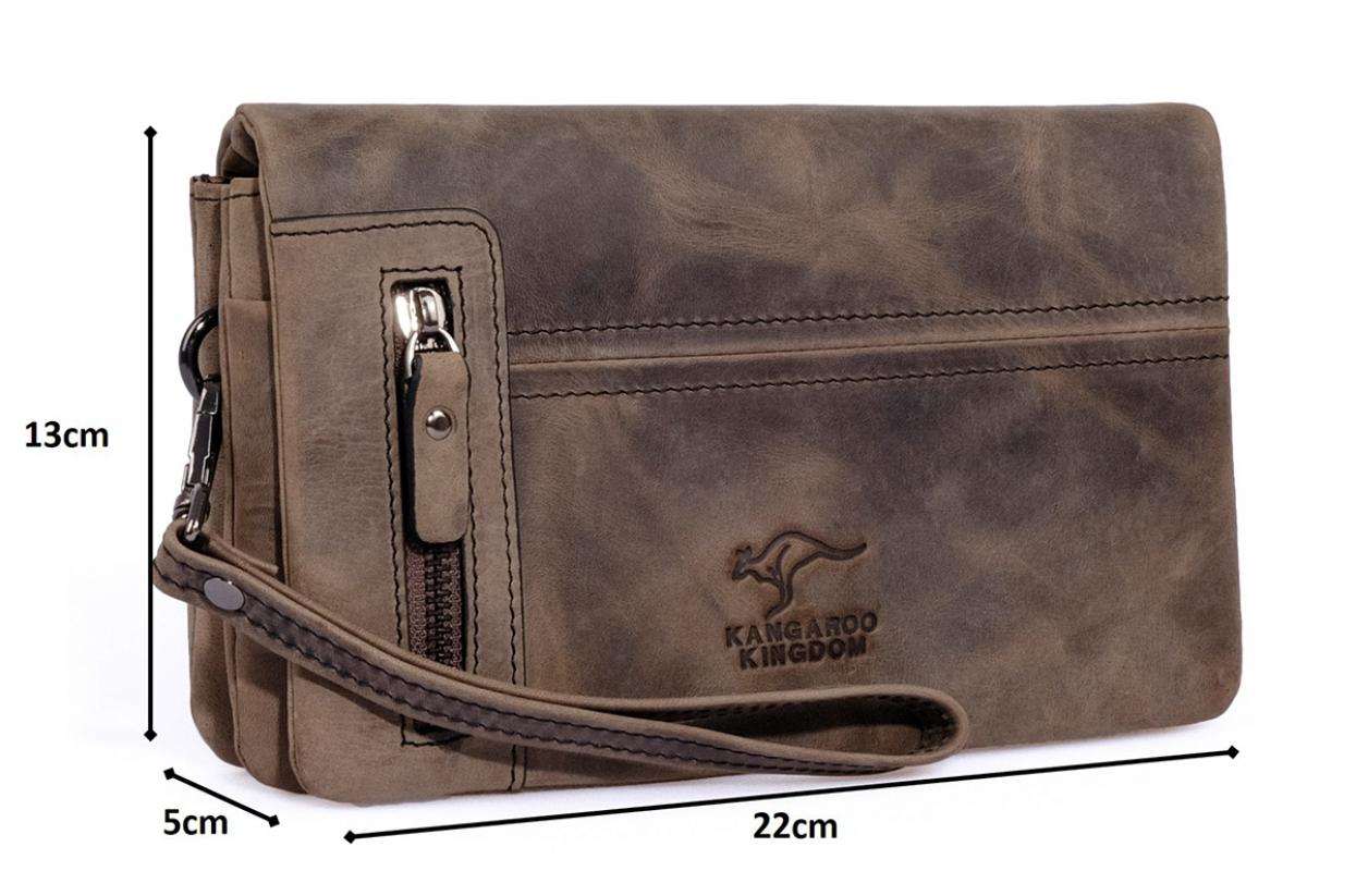 KANGAROO%20KINGDOM%20%100%20Hakiki%20Dana%20Deri%20Crazy%20Horse%20Gri%20Erkek%20Portföy%20&%20Clutch%20El%20Çantası%207477-ZG