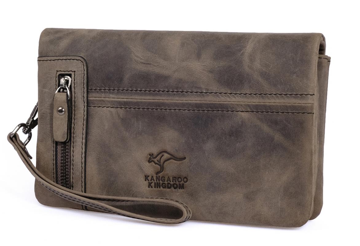 KANGAROO%20KINGDOM%20%100%20Hakiki%20Dana%20Deri%20Crazy%20Horse%20Gri%20Erkek%20Portföy%20&%20Clutch%20El%20Çantası%207477-ZG