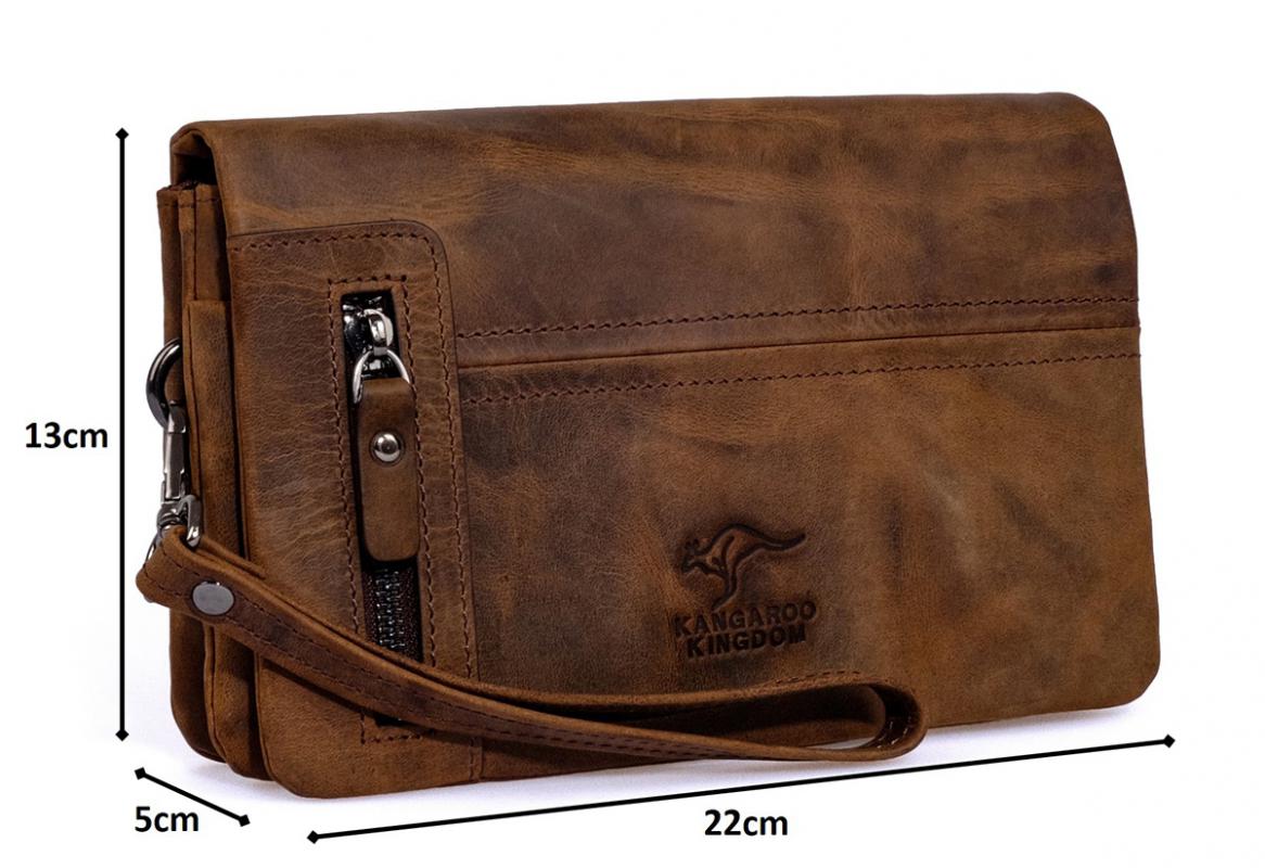 KANGAROO%20KINGDOM%20%100%20Hakiki%20Dana%20Deri%20Crazy%20Horse%20Koyu%20Camel%20Erkek%20Portföy%20&%20Clutch%20El%20Çantası%207477-ZKC