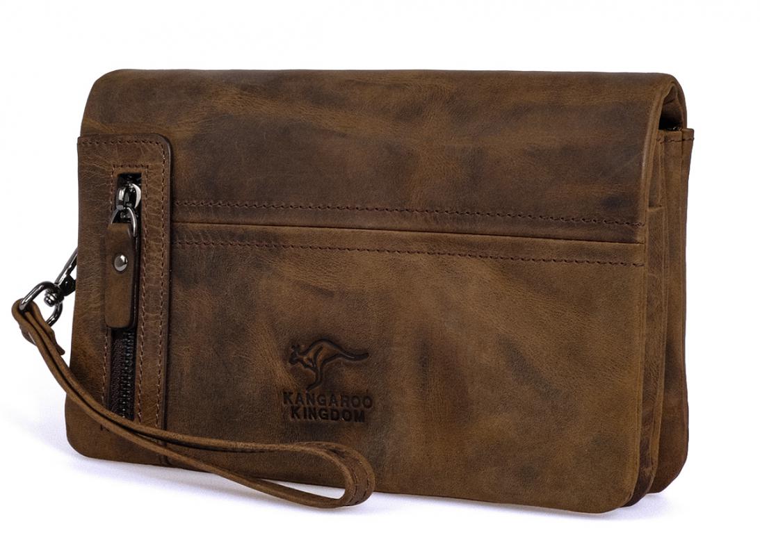 KANGAROO%20KINGDOM%20%100%20Hakiki%20Dana%20Deri%20Crazy%20Horse%20Koyu%20Camel%20Erkek%20Portföy%20&%20Clutch%20El%20Çantası%207477-ZKC