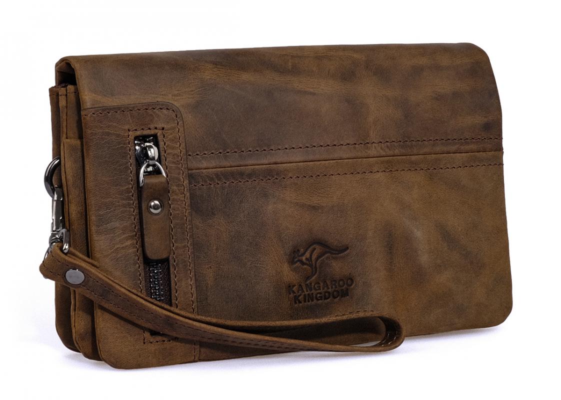 KANGAROO%20KINGDOM%20%100%20Hakiki%20Dana%20Deri%20Crazy%20Horse%20Koyu%20Camel%20Erkek%20Portföy%20&%20Clutch%20El%20Çantası%207477-ZKC