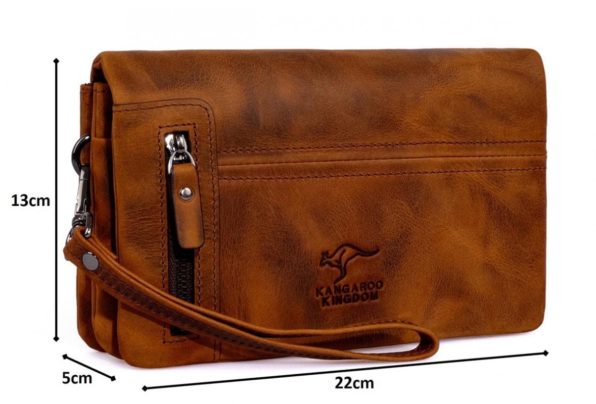 KANGAROO%20KINGDOM%20%100%20Hakiki%20Dana%20Deri%20Crazy%20Horse%20Koyu%20Taba%20Erkek%20Portföy%20&%20Clutch%20El%20Çantası%207477-ZKT