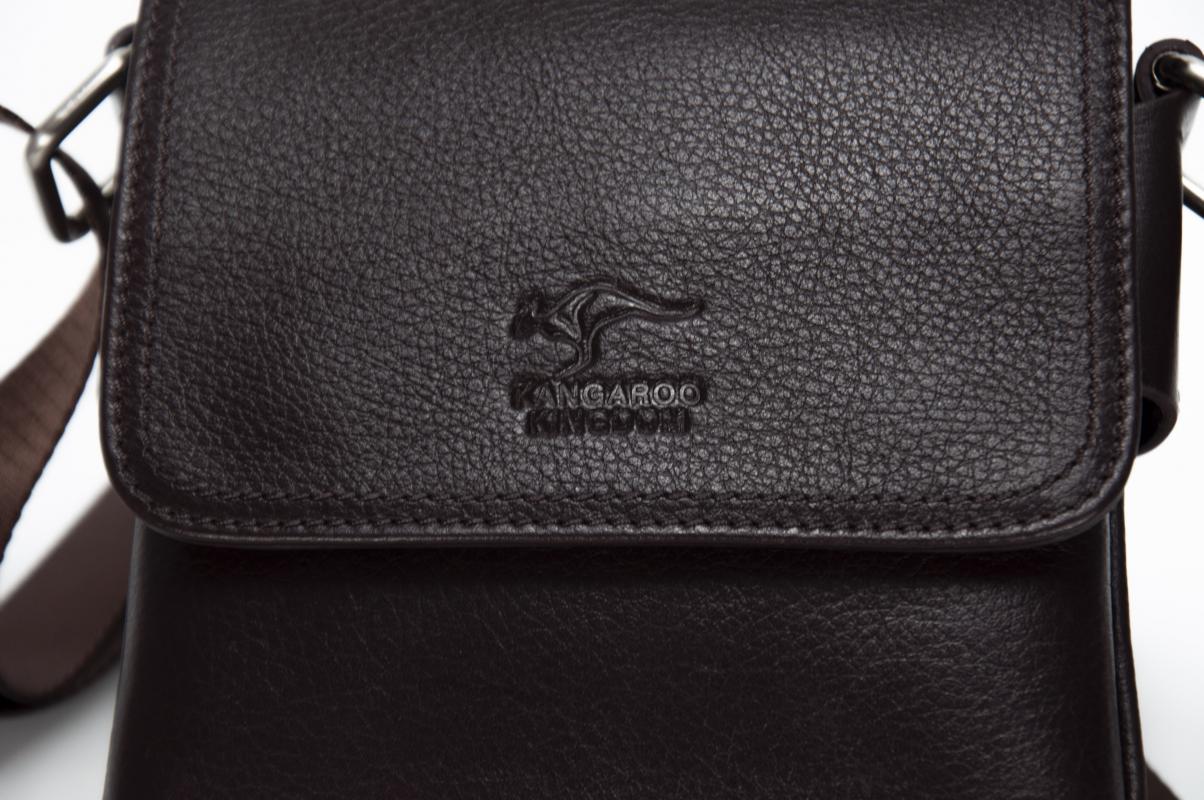 KANGAROO KINGDOM Hakiki Dana Deri Koyu Kahverengi Erkek Postacı Çantası 8799-K