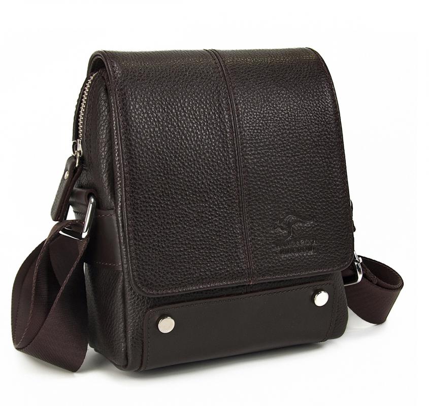 KANGAROO KINGDOM Hakiki Dana Deri Koyu Lacivert Erkek Postacı Çantası 7655-L