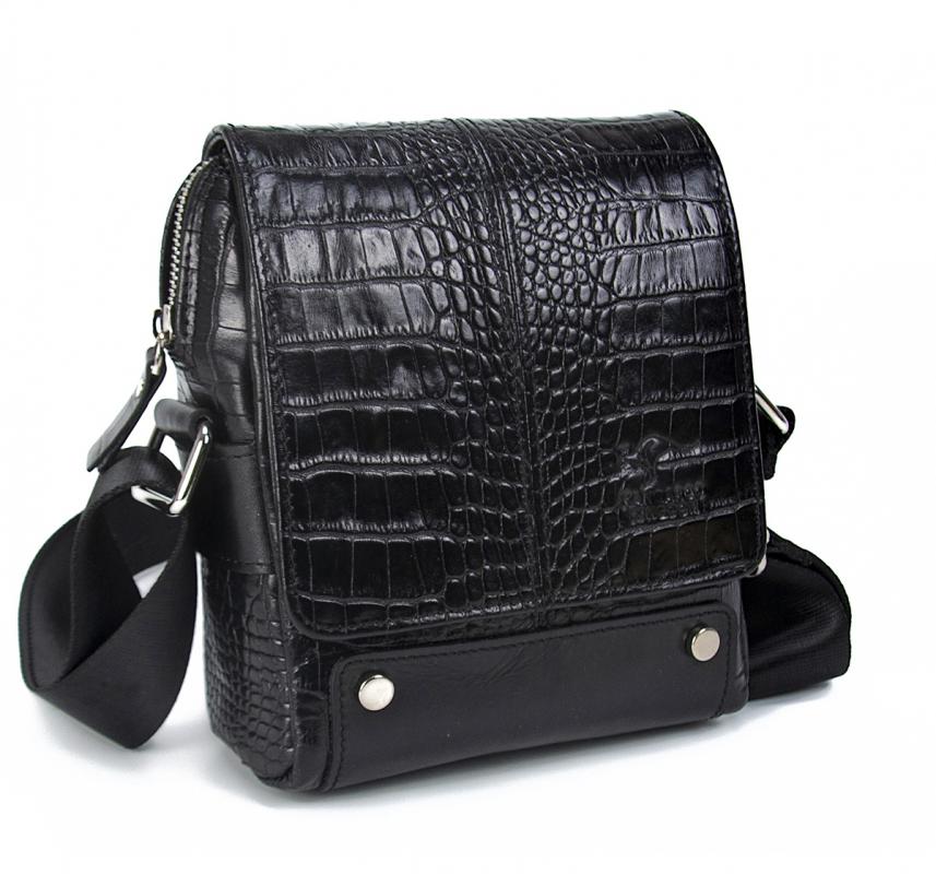 KANGAROO KINGDOM Hakiki Dana Deri Kroko Koyu Kahverengi Erkek Postacı Çantası 7655-CK