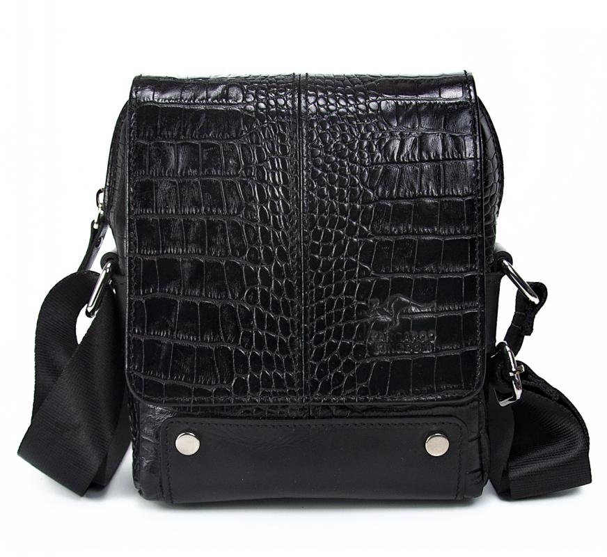 KANGAROO KINGDOM Hakiki Dana Deri Kroko Koyu Kahverengi Erkek Postacı Çantası 7655-CK