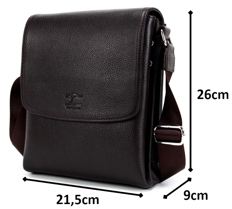 KANGAROO KINGDOM Hakiki Dana Deri Koyu Kahverengi Büyük Boy Erkek Postacı Çantası 3122-K