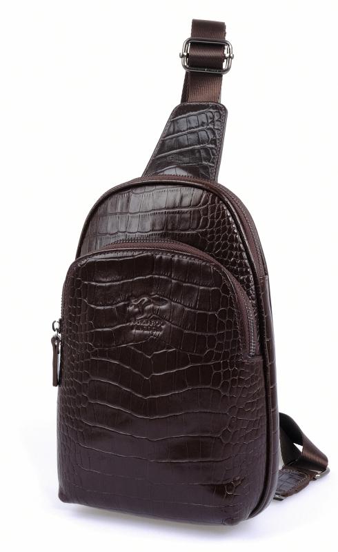 KANGAROO%20KINGDOM%20Hakiki%20Dana%20Deri%20Kroko%20Koyu%20Kahverengi%20Unisex%20Body%20Bag%20Sırt%20Çantası%208155-CK