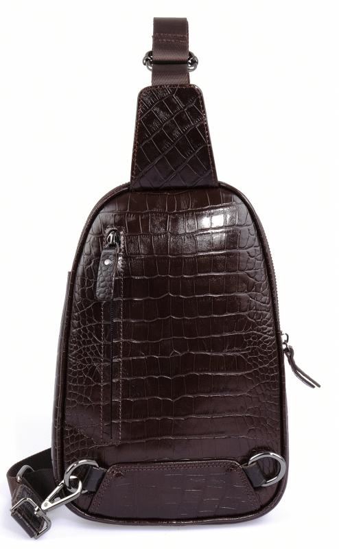 KANGAROO%20KINGDOM%20Hakiki%20Dana%20Deri%20Kroko%20Koyu%20Kahverengi%20Unisex%20Body%20Bag%20Sırt%20Çantası%208155-CK
