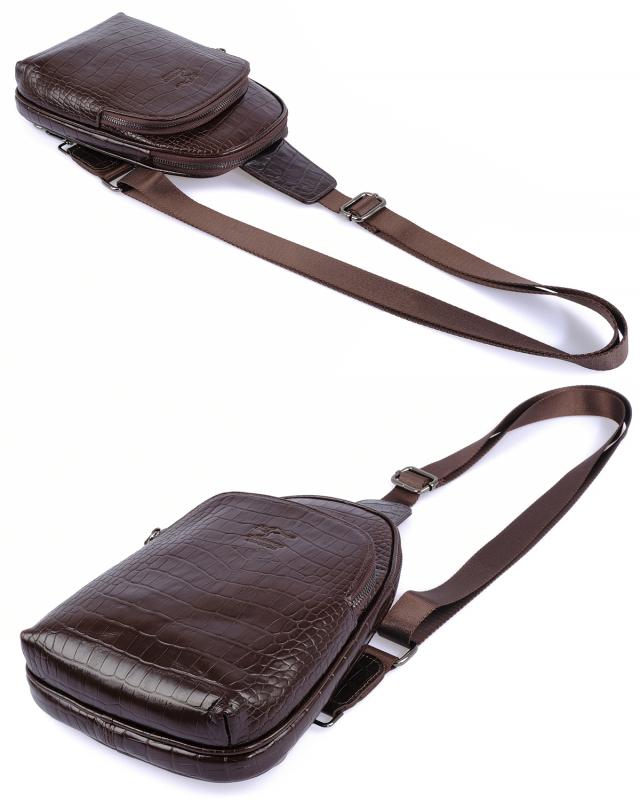 KANGAROO%20KINGDOM%20Hakiki%20Dana%20Deri%20Kroko%20Koyu%20Kahverengi%20Unisex%20Body%20Bag%20Sırt%20Çantası%208155-CK