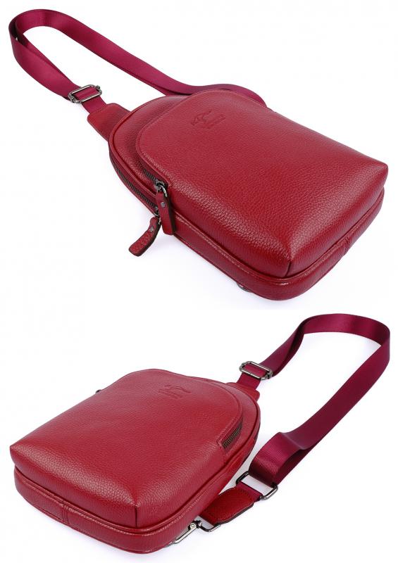 KANGAROO KINGDOM Hakiki Dana Deri Kırmızı Kadın Body Bag Sırt Çantası 8155-KR