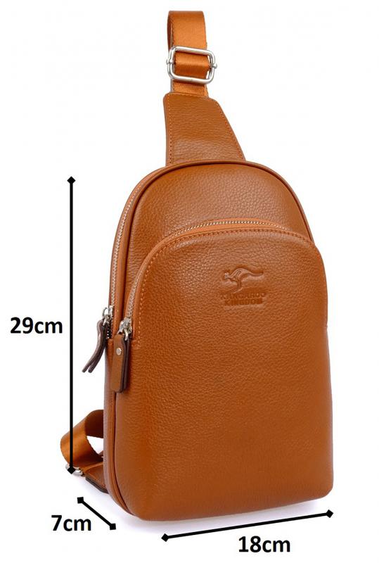 KANGAROO%20KINGDOM%20Hakiki%20Dana%20Deri%20Taba%20Erkek%20Body%20Bag%20Sırt%20Çantası%208155-T