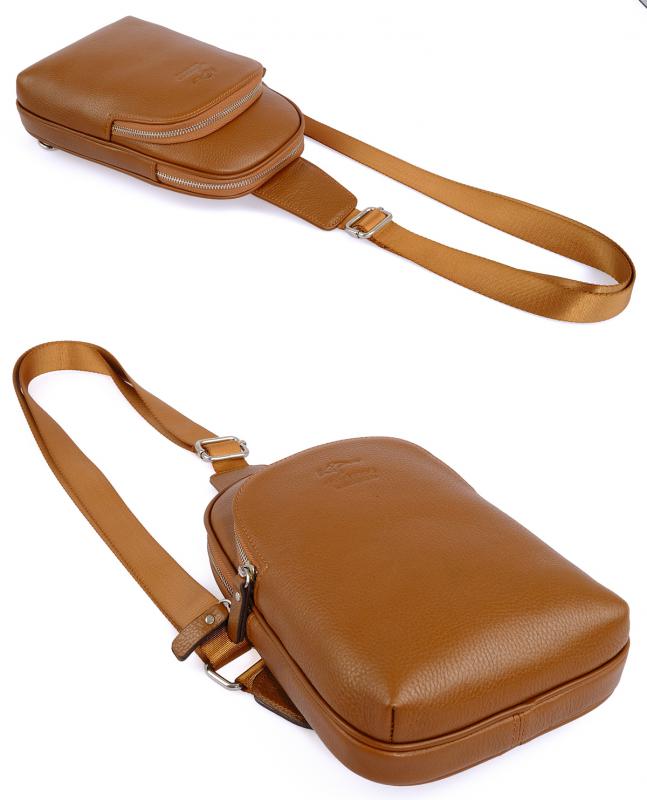 KANGAROO KINGDOM Hakiki Dana Deri Taba Erkek Body Bag Sırt Çantası 8155-T