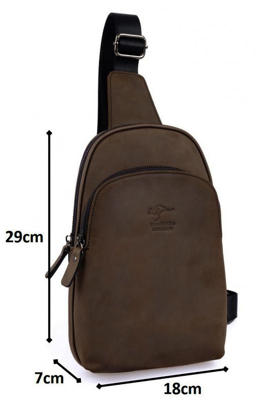 KANGAROO KINGDOM Hakiki Dana Deri Crazy Horse Füme Erkek Body Bag Sırt Çantası 8155-ZF