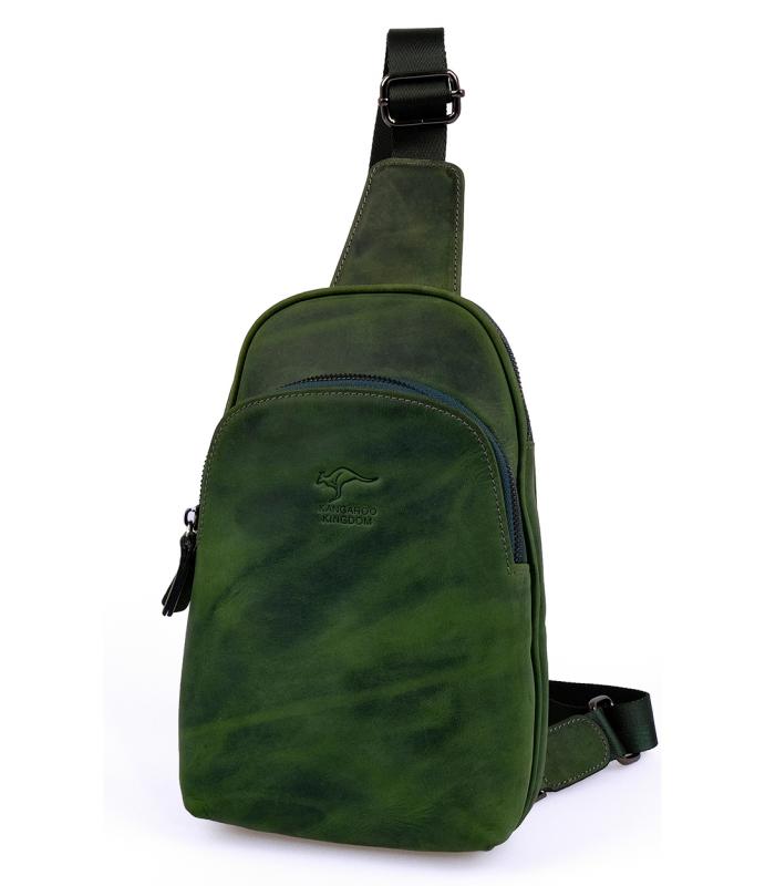 KANGAROO%20KINGDOM%20Hakiki%20Dana%20Deri%20Crazy%20Horse%20Yeşil%20Unisex%20Body%20Bag%20Sırt%20Çantası%208155-ZY