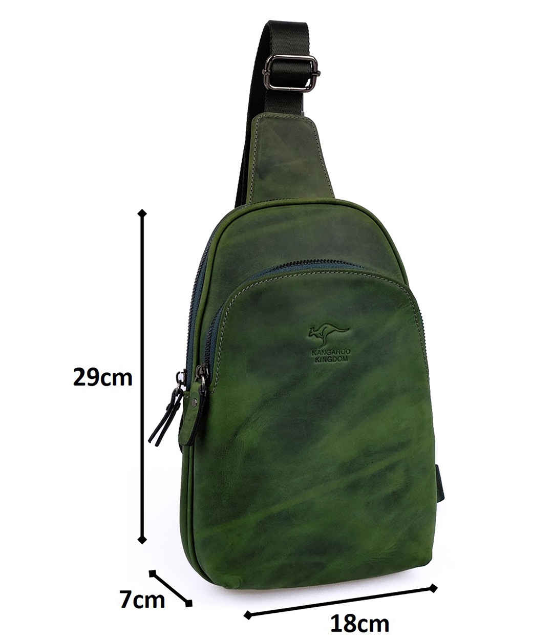 KANGAROO%20KINGDOM%20Hakiki%20Dana%20Deri%20Crazy%20Horse%20Yeşil%20Unisex%20Body%20Bag%20Sırt%20Çantası%208155-ZY