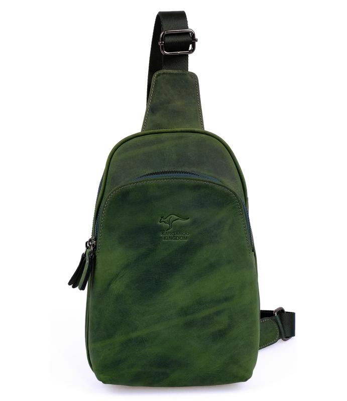 KANGAROO%20KINGDOM%20Hakiki%20Dana%20Deri%20Crazy%20Horse%20Yeşil%20Unisex%20Body%20Bag%20Sırt%20Çantası%208155-ZY