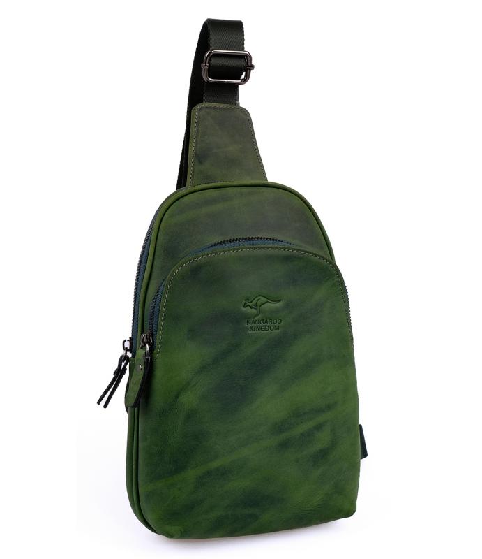 KANGAROO%20KINGDOM%20Hakiki%20Dana%20Deri%20Crazy%20Horse%20Yeşil%20Unisex%20Body%20Bag%20Sırt%20Çantası%208155-ZY