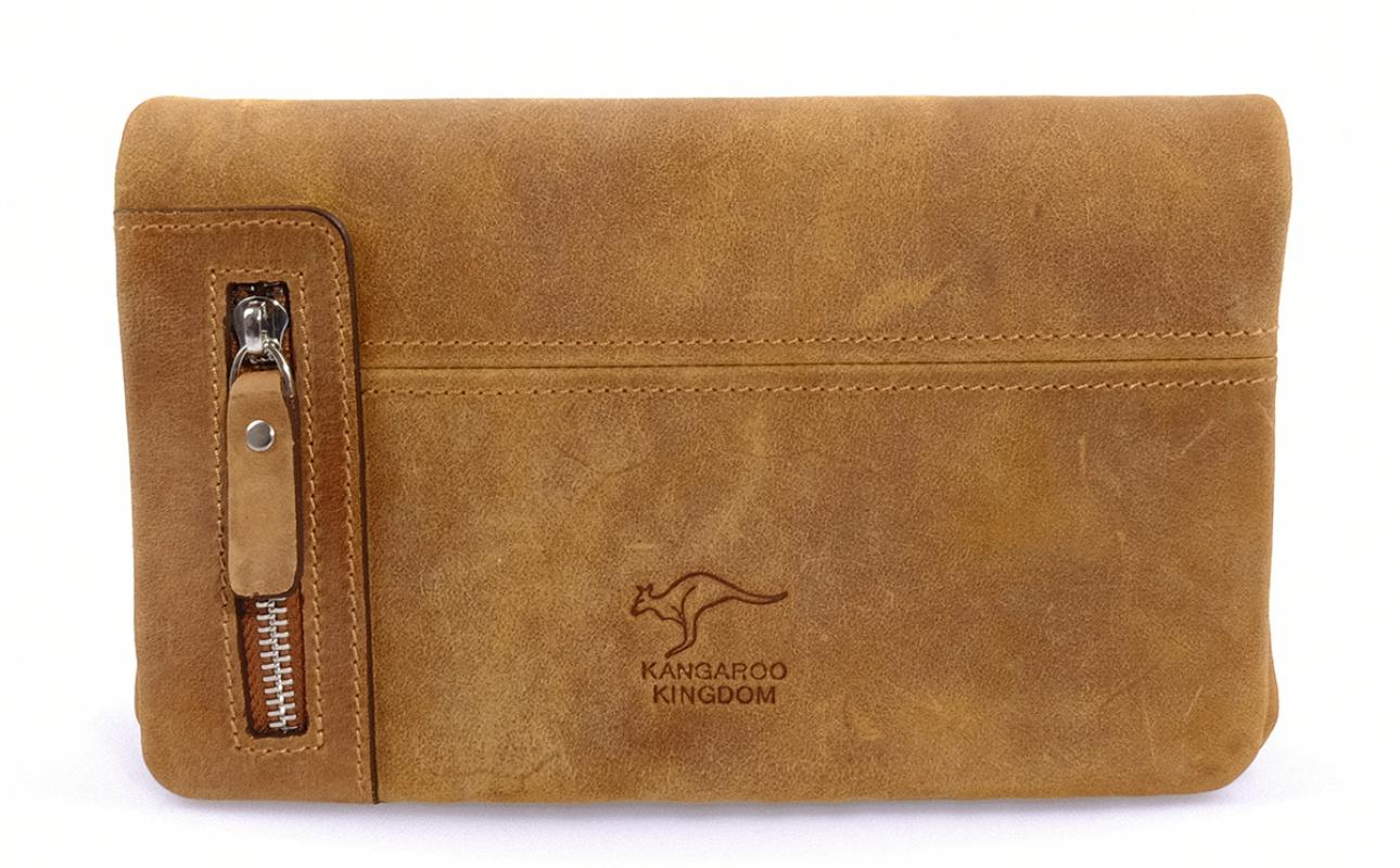 KANGAROO%20KINGDOM%20%100%20Hakiki%20Dana%20Deri%20Crazy%20Horse%20Açık%20Taba%20Erkek%20Portföy%20&%20Clutch%20El%20Çantası%207477-ZAT