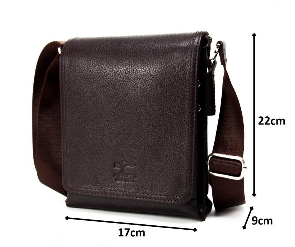 KANGAROO KINGDOM Hakiki Dana Deri Koyu Kahverengi Erkek Postacı Çantası 5512-K