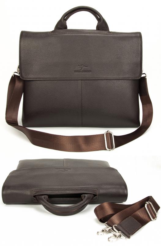 KANGAROO KINGDOM Hakiki Dana Deri Koyu Kahverengi Erkek Laptop & Evrak Çantası 2138-K