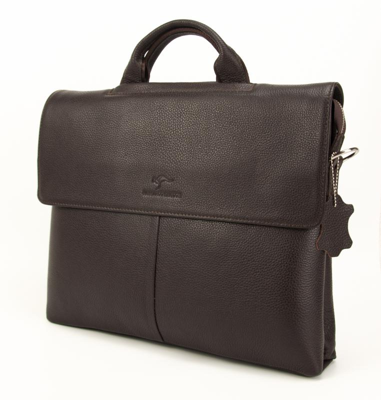 KANGAROO KINGDOM Hakiki Dana Deri Koyu Kahverengi Erkek Laptop & Evrak Çantası 2138-K