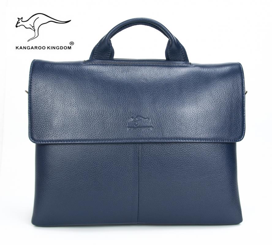 KANGAROO KINGDOM Hakiki Dana Deri Koyu Kahverengi Erkek Laptop & Evrak Çantası 2138-K