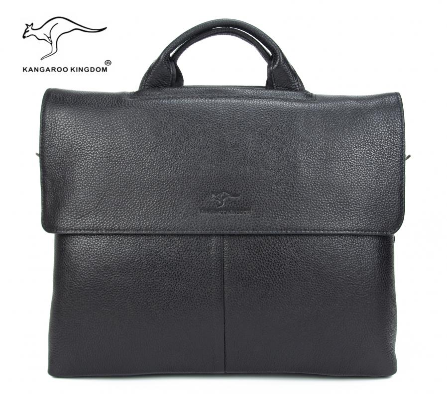 KANGAROO KINGDOM Hakiki Dana Deri Koyu Kahverengi Erkek Laptop & Evrak Çantası 2138-K