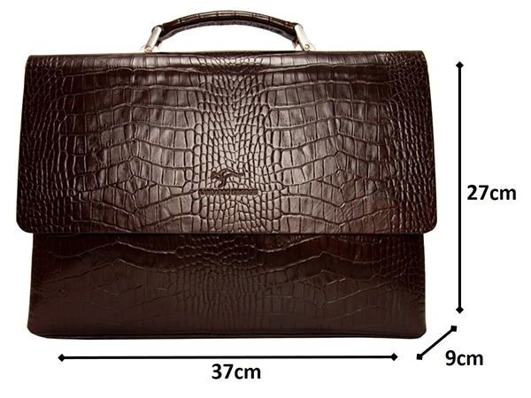 KANGAROO KINGDOM Hakiki Dana Deri Kroko Siyah Erkek Laptop & Evrak Çantası 8295-CC-S