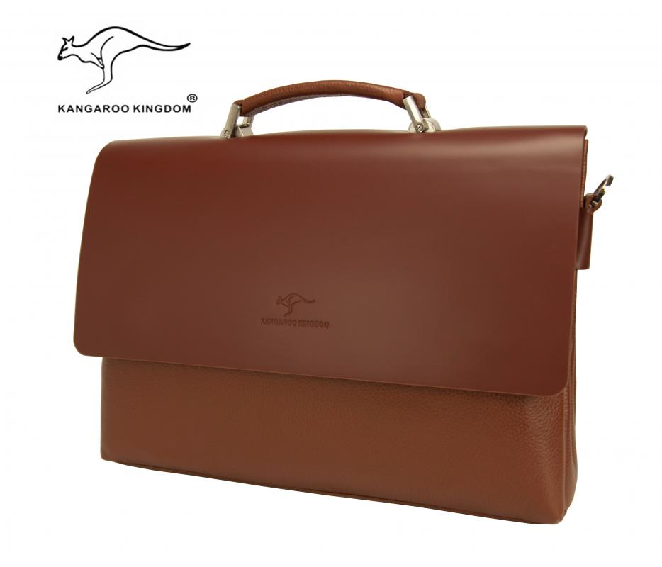 KANGAROO KINGDOM Hakiki Dana Deri Kroko Siyah Erkek Laptop & Evrak Çantası 8295-CC-S