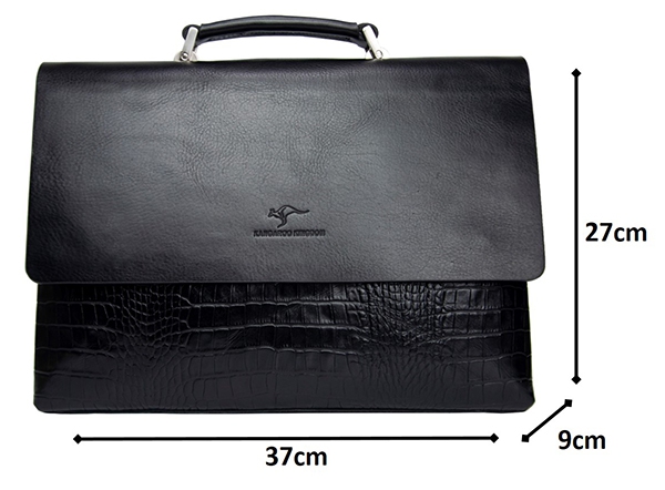 KANGAROO KINGDOM Hakiki Dana Deri Siyah Erkek Laptop & Evrak Çantası 8294-FC-S