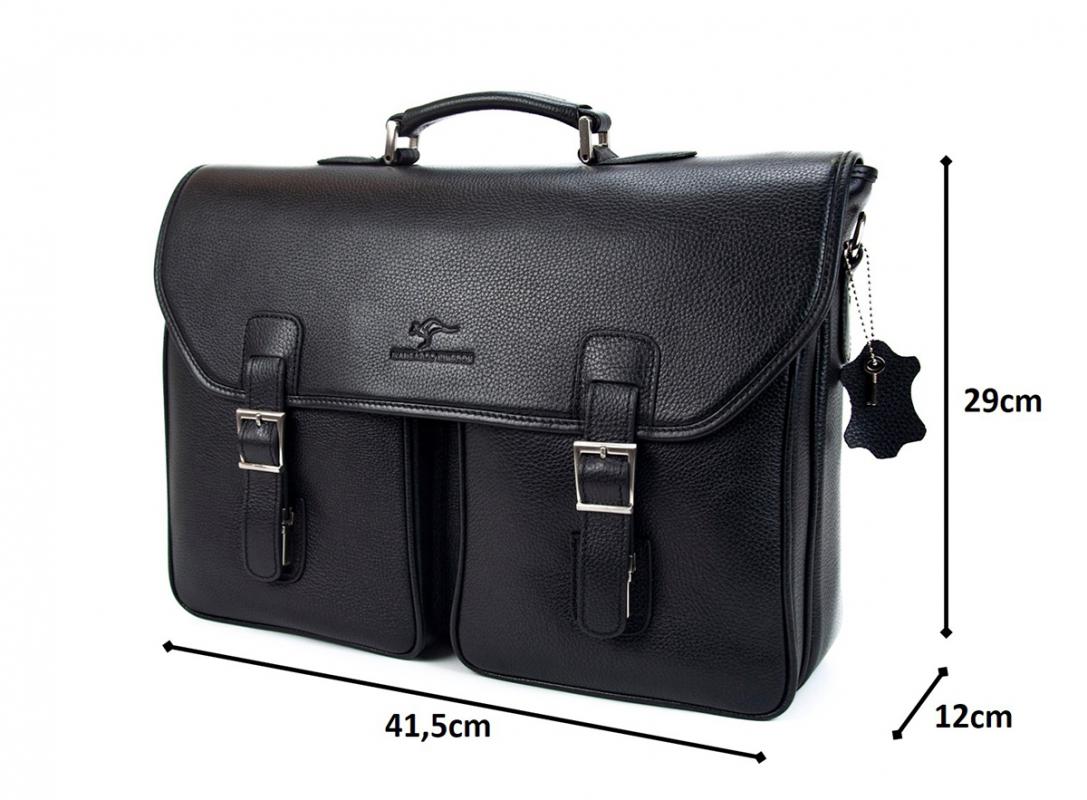 KANGAROO KINGDOM %100 Hakiki Dana Deri Siyah Erkek Büyük Boy Laptop & Evrak Çantası 9928-S