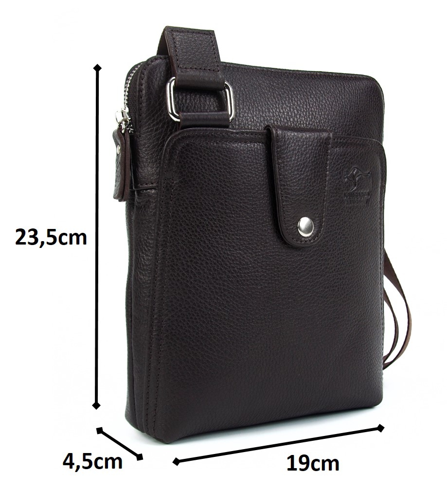 KANGAROO KINGDOM Hakiki Dana Deri Siyah Erkek Postacı Çantası 4544-S