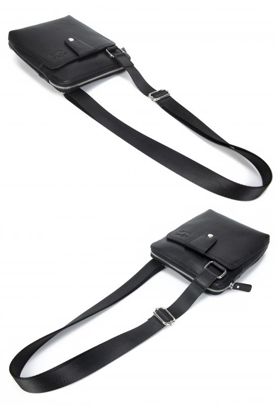 KANGAROO KINGDOM Hakiki Dana Deri Siyah Erkek Postacı Çantası 4544-S