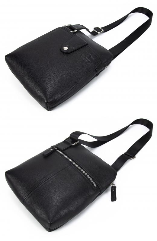 KANGAROO KINGDOM Hakiki Dana Deri Siyah Erkek Postacı Çantası 4544-S