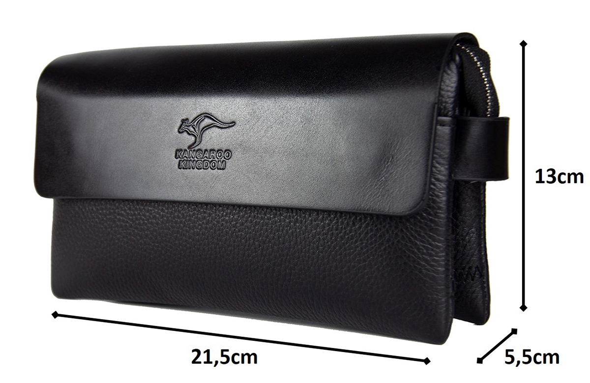 KANGAROO KINGDOM Hakiki Dana Deri Koyu Kahverengi Erkek Portföy & Clutch El Çantası 9288-K