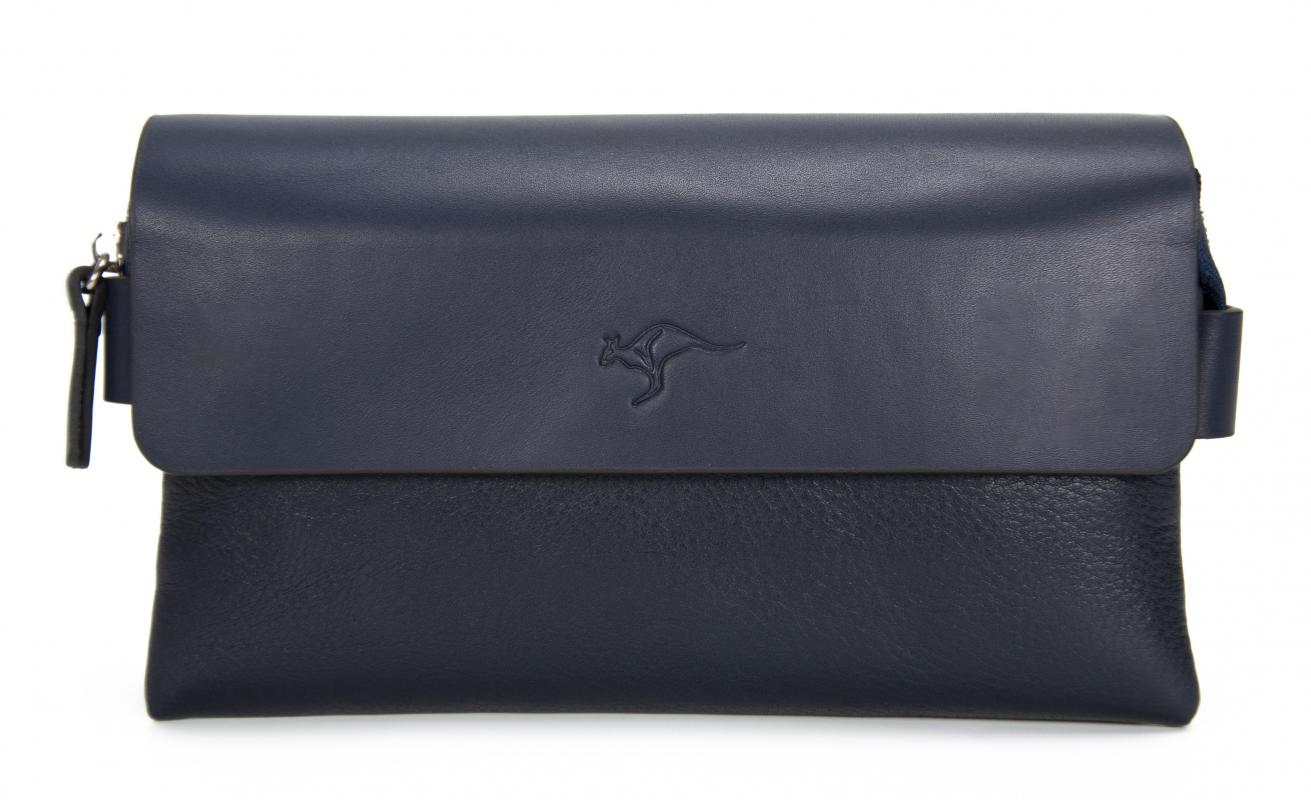 KANGAROO KINGDOM  Hakiki Deri Lacivert Erkek Portföy & Clutch El Çantası 9288-L