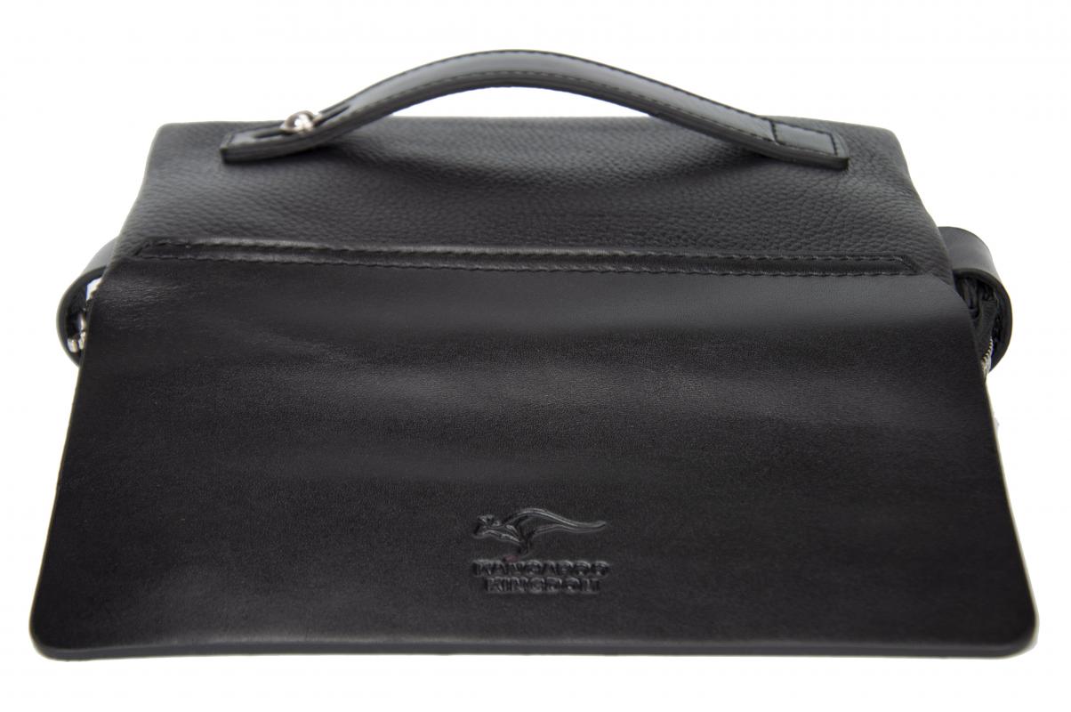 KANGAROO KINGDOM  Hakiki Deri Siyah Erkek Portföy & Clutch El Çantası 9288-S