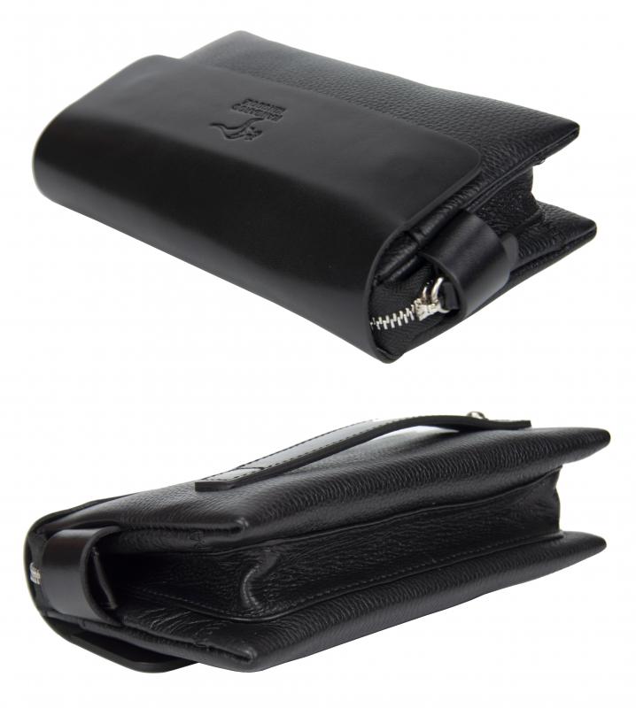 KANGAROO KINGDOM  Hakiki Deri Siyah Erkek Portföy & Clutch El Çantası 9288-S