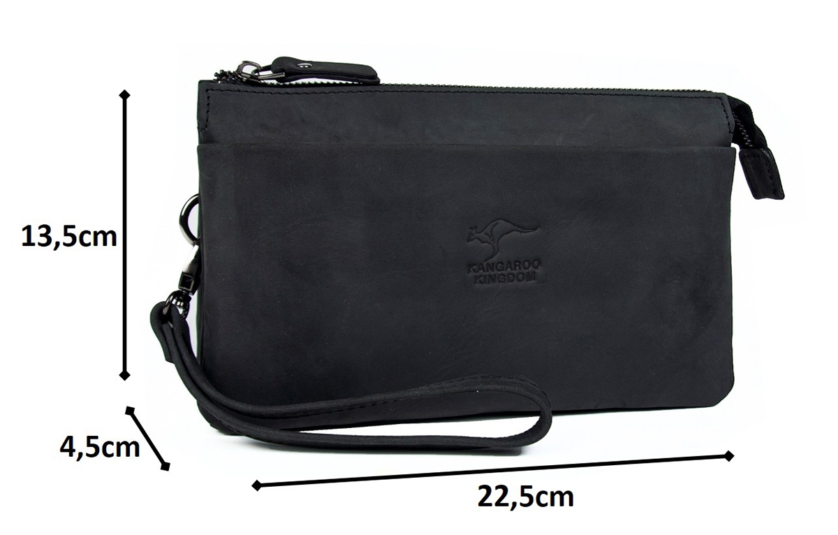 KANGAROO%20KINGDOM%20Hakiki%20Dana%20Deri%20Crazy%20Horse%20Siyah%20Erkek%20El%20Portföy%20Clutch%20Çantası%205488-ZS