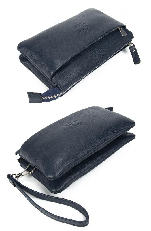 KANGAROO KINGDOM Hakiki Dana Deri Lacivert Erkek El Portföy Clutch Çantası 5488-L