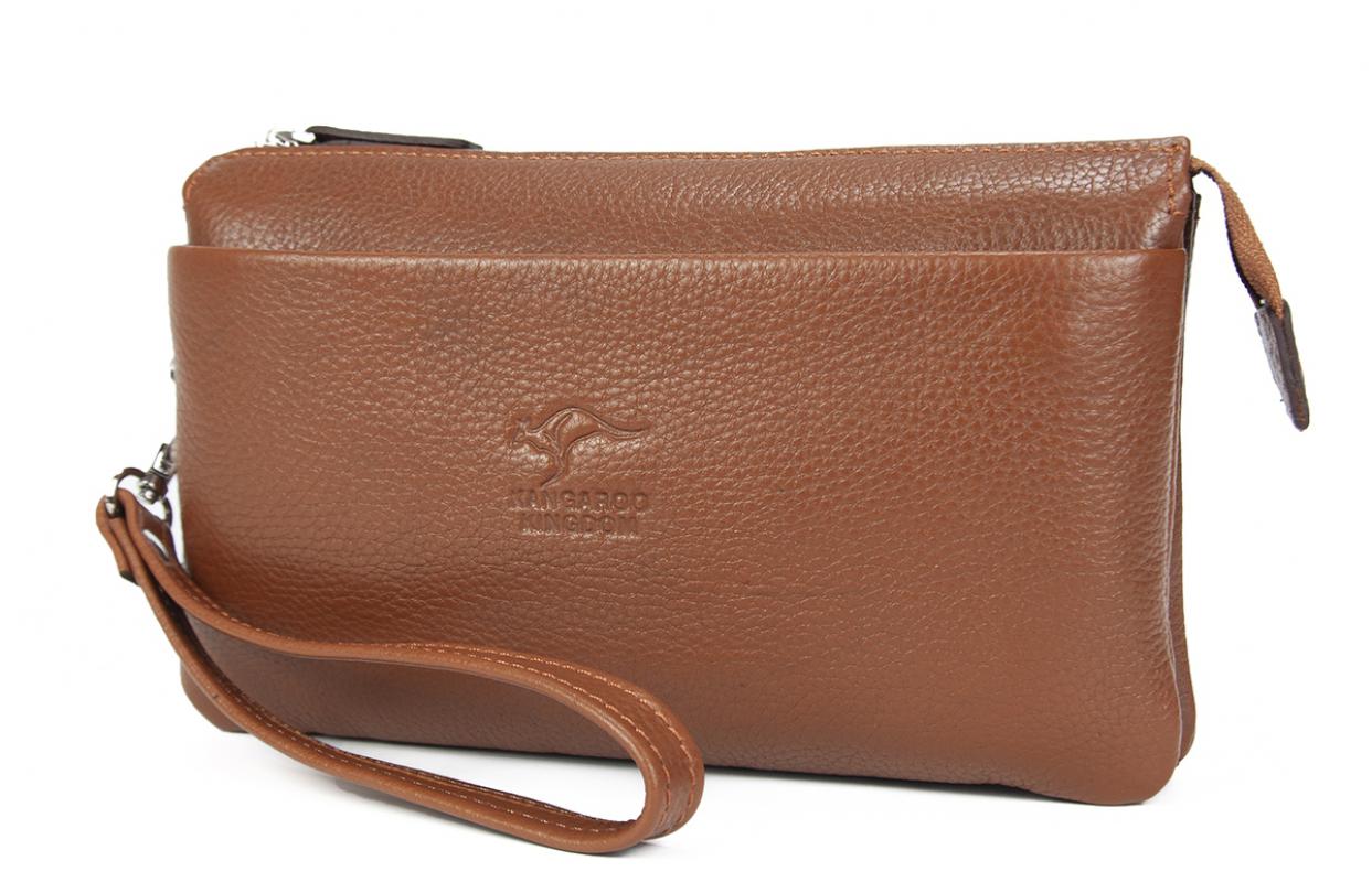 KANGAROO KINGDOM Hakiki Dana Deri Taba Erkek El Portföy Clutch Çantası 5488-T