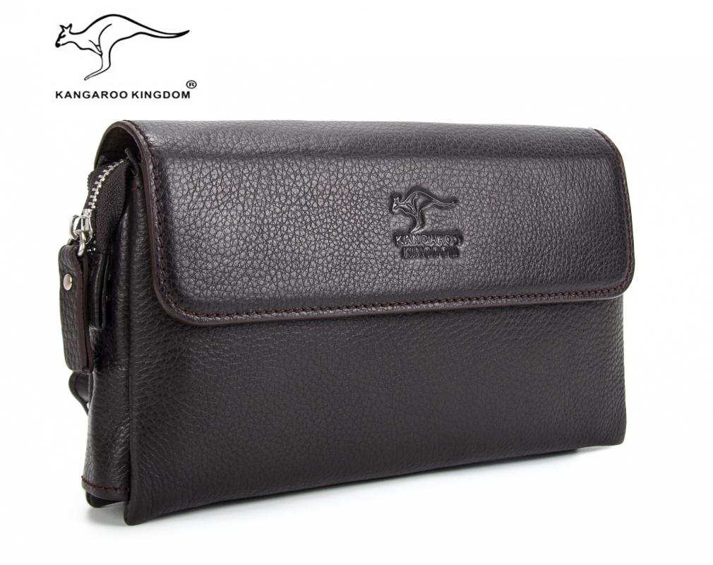 KANGAROO KINGDOM Hakiki Dana Deri Lacivert Erkek Portföy & Clutch El Çantası 9985-L