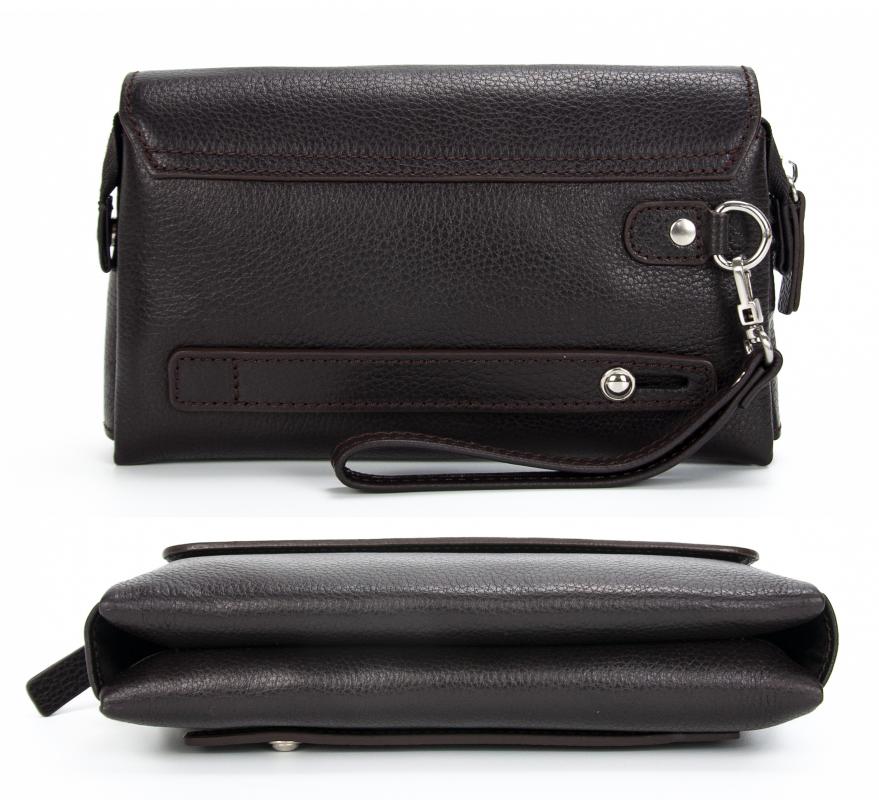 KANGAROO KINGDOM Hakiki Dana Deri Koyu Kahverengi Erkek Portföy & Clutch El Çantası 9985-K