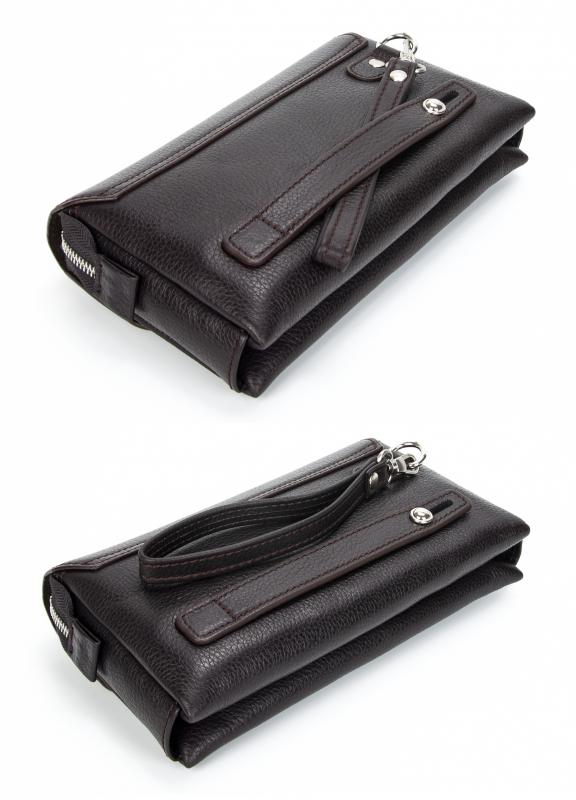 KANGAROO KINGDOM Hakiki Dana Deri Koyu Kahverengi Erkek Portföy & Clutch El Çantası 9985-K